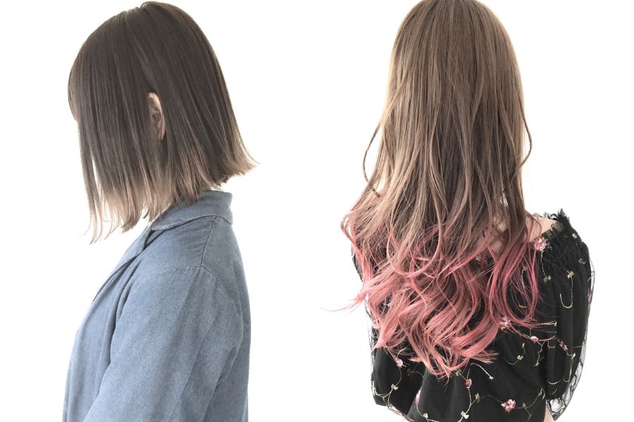 エンドカラー（裾カラー）の女性2人