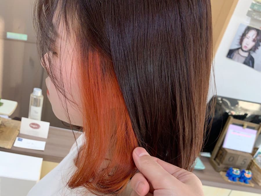 オレンジのインナーカラー