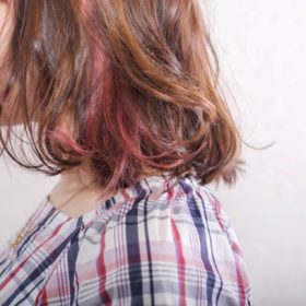 ピンク_インナーカラー_キャラメルブラウン