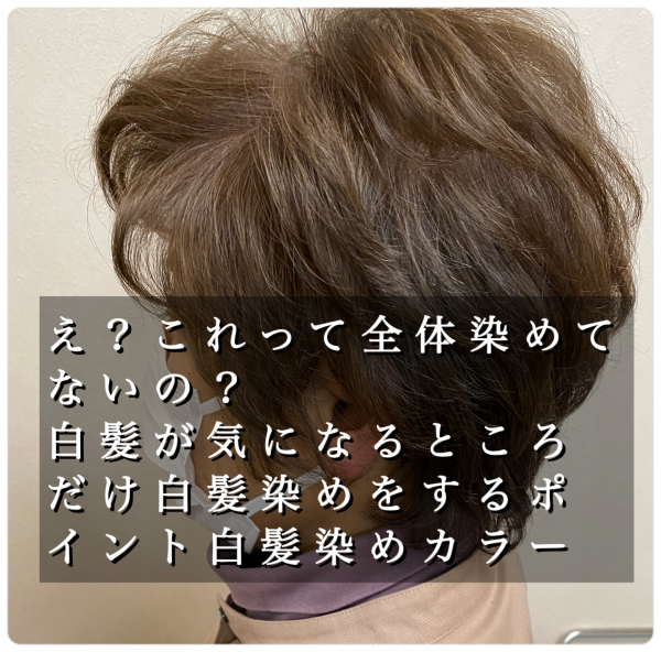 え?これって全体染めてないの?白髪がきになるところだけしらがぞめをするポイント白髪染めカラー