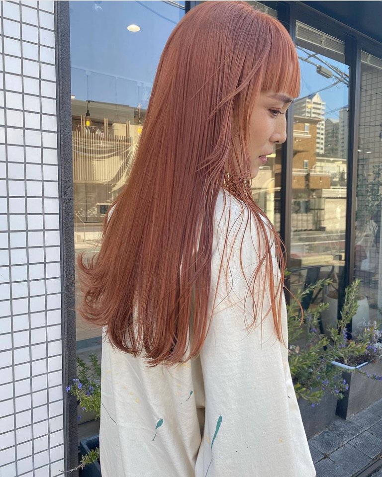 ロング × コーラルピンク